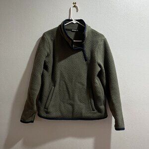 TENTREE Women's Sage Green & Navy Blue 1/4-Side Button Long-Sleeve Top - Size M